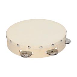 Mão pandeiro com Metal Single Row Jingles, pele de carneiro tambor, pandeiros de madeira para adultos e crianças, Dance Sing Party, 4" - Image 1