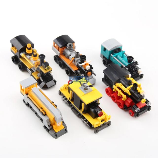 Mini Locomotiva a Vapor Retro em Blocos de Construção Steampunk para o Dia das Crianças