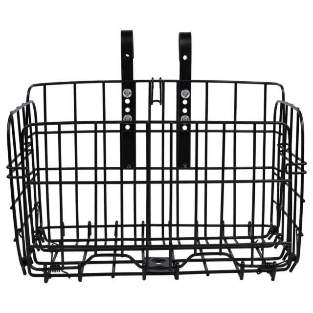 Cesta Dobrável de Metal para Bicicleta com Ajuste Dianteiro e Traseiro para Armazenamento Prático
