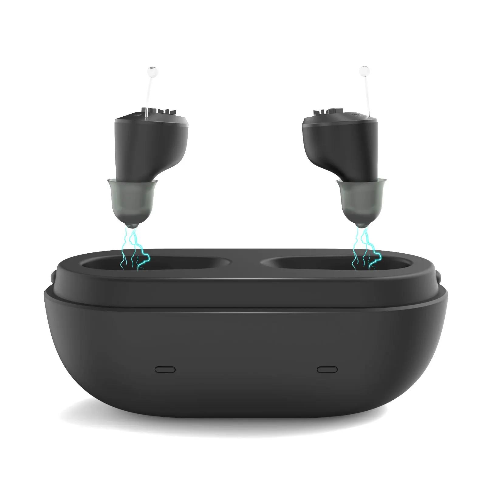 Aparelho auditivo digital invisível para surdez, aparelho auditivo recarregável para idosos, amplificador de som com cancelamento de ruído - Image 1