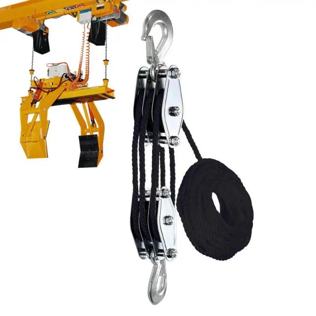 Sistema Multifuncional de Polia Heavy Duty com Cabo de 50 Ft, Capacidade de Elevação de 2200 Lbs e Relação de Transmissão 5:1