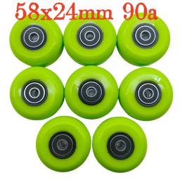 Frete grátis roda de skate agressiva 58x24mm 90A 8 pçs/lote cor verde 58mm - Image 1