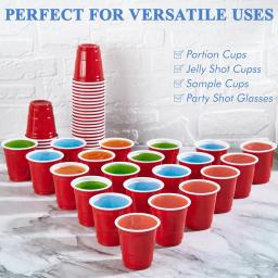 Mini copos descartáveis de plástico para festa, copos de tiro, copos vermelhos para o Natal, aniversário, casamento, comemoração do feriado, 2oz, 50 Pack - Image 3