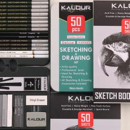 KALOUR Deluxe Iron Box, Desenho de arte, Caneta de esboço especial, estudante, 50 pcs, 60 pcs, 70 pcs - Image 2