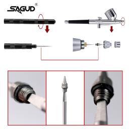 Mini Airbrush Spray Gun Kit de ferramentas de reparo de limpeza Acessório de aço inoxidável Airbrush Peças de mão Portátil para ferramentas de pulverização - Image 6