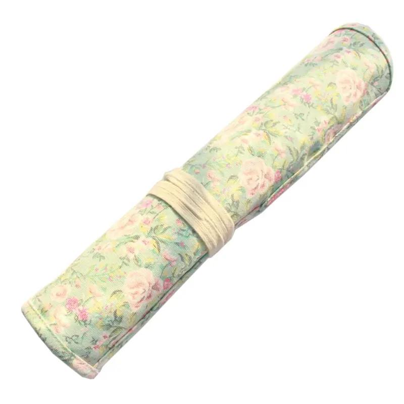 Estojo Artístico para Pincéis de Aquarela e Canetas de Pintura em Óleo, com Capa em Lona e Design em Rolo