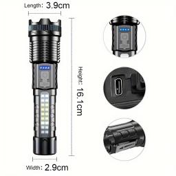 Lanterna LED De Alta Potência, Tipo C Recarregável, Tocha Ultra Poderosa, Acampamento ao ar livre, Luz Flash De Caminhadas - Image 5