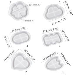 Molde bandeja silicone em formato coração, nuvem, economia espaço, placa flores, prato resina, formato oval, - Image 5