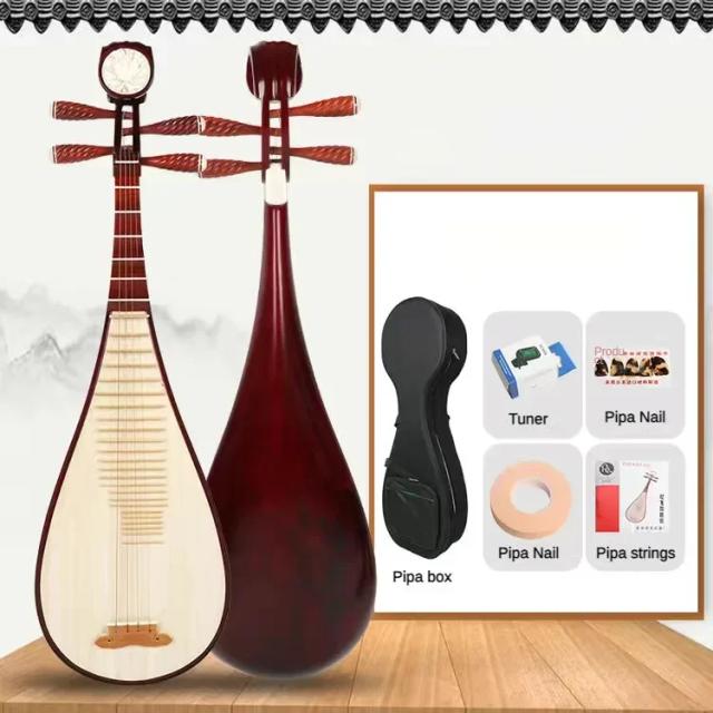 Pipa Chinês Étnico: Alaúde Tradicional Oriental com Acessórios para Músicos Admiradores