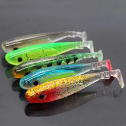 2 pçs 3d olhos de silicone macio shad isca 9cm 8g artificial macio isca sapo cauda cheiro a laser para baixo pique pesca isca t cauda - Image 1