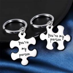 Colares de aço inoxidável para homens e mulheres, ornamentos para puzzles, presentes do dia dos namorados, colares com letras para pescoço 2 peças - Image 1