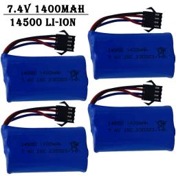 Bateria elétrica do brinquedo do lítio-íon, 7.4V, 1400mAh, 14500, 7.4V, água bala arma, RC carro, caminhão, barco, Drone Acessório - Image 1