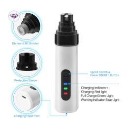 Electric Dog Nail Clippers, Nail Grinders, Carregamento USB, Recarregável, Pet, Quiet, Cat, Patas, Grooming, Nail Trimmer Tools, Novo - Image 4