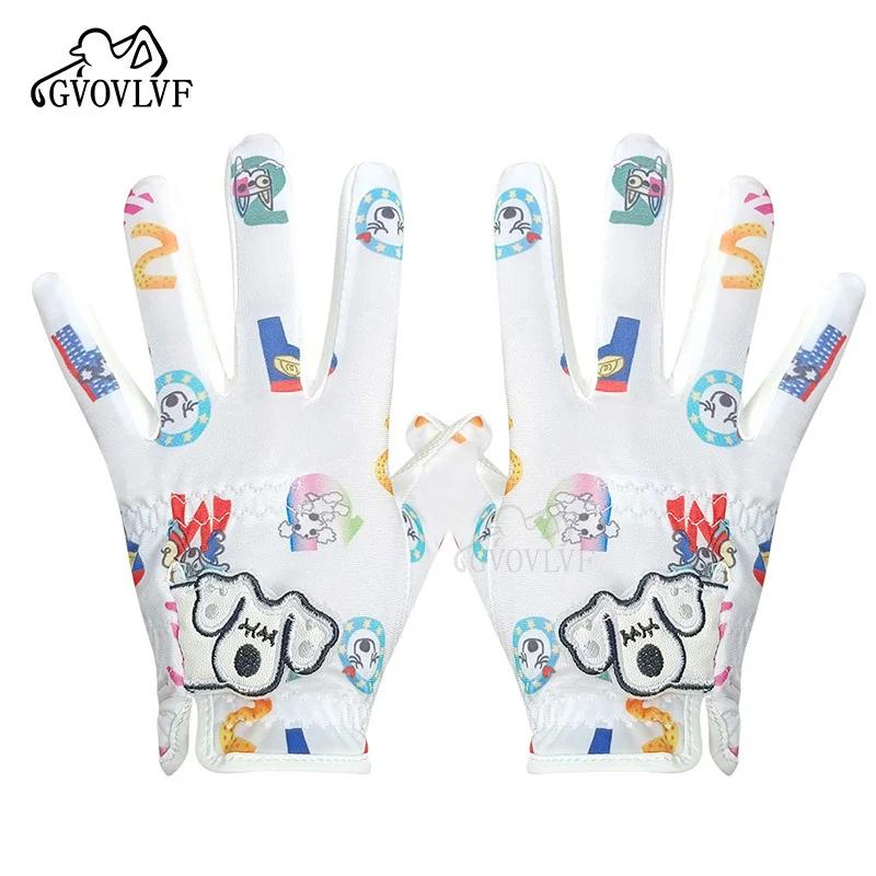 1 par luvas de golfe júnior crianças jovens meninos meninas mão esquerda mão direita dura sentir branco azul vermelho luva de golfe presente cão preto - Image 1