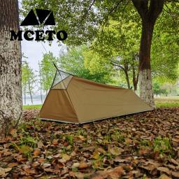 Ultraleve dupla camada barraca de acampamento para 1 pessoa, sem moldura, caminhadas, uma pessoa, apenas 500g, cor cáqui - Image 3