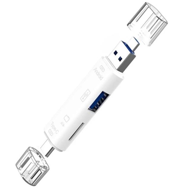 Adaptador Leitor de Cartão de Memória USB-C OTG 5 em 1