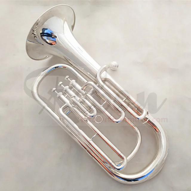 Tuba Barítono Weifang-Rebon Bb em Prata com Estojo Macio Premium