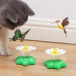 Brinquedo elétrico giratório automático do gato, Gatinho engraçado de plástico, Brinquedos interativos do treinamento, Borboleta colorida, Pássaro, Gatinho de estimação, Cão - Image 4