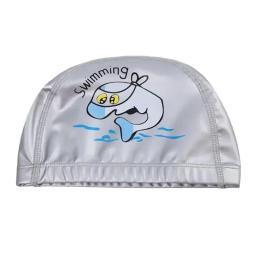 Boné de natação impermeável infantil, tecido PU, bonito dos desenhos animados, animal, golfinho, proteger orelhas, cabelo comprido, meninos, meninas, bonés de piscina, crianças - Image 3