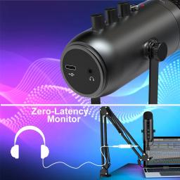 Professional USB Streaming Podcast PC Microfone Estúdio Cardioid Condensador Mic Kit com Boom Arm Para Gravação Twitch YouTube - Image 2