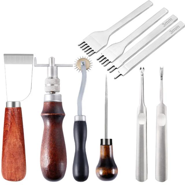 Kit Completo de Ferramentas Profissionais para Artesanato em Couro: Costura, Reparação e Escultura à Mão