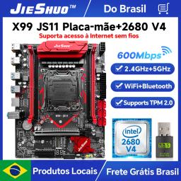Conjunto de Placa Mãe JIESHUO X99-JS11 para Jogos com Processador Xeon E5-2680 V4 Compatível com RAM DDR4 2133MHz Dual-Channel e WiFi - Image 1
