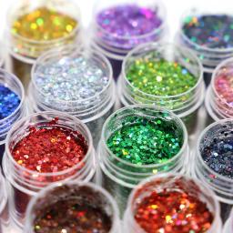 Sparkly Laser Color Nail Glitter Decor, Chunky Iridescente Nail Art Acessórios, Manicure Decoração Polonês, Mixed Size Hexagon, 4g - Image 4