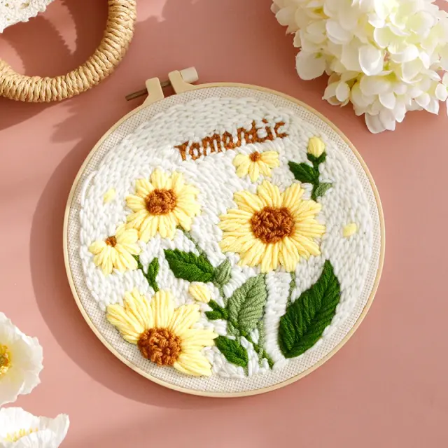 Kit de Bordado Punch Needle RUOPOTY para Iniciantes: Artesanato Floral, Ponto Cruz e Decoração para Casa