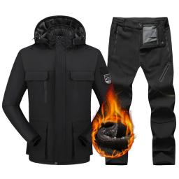 Novo inverno terno de esqui dos homens térmico ao ar livre à prova vento à prova dwindproof água masculino calças neve define esqui e snowboard jaqueta lã - Image 1