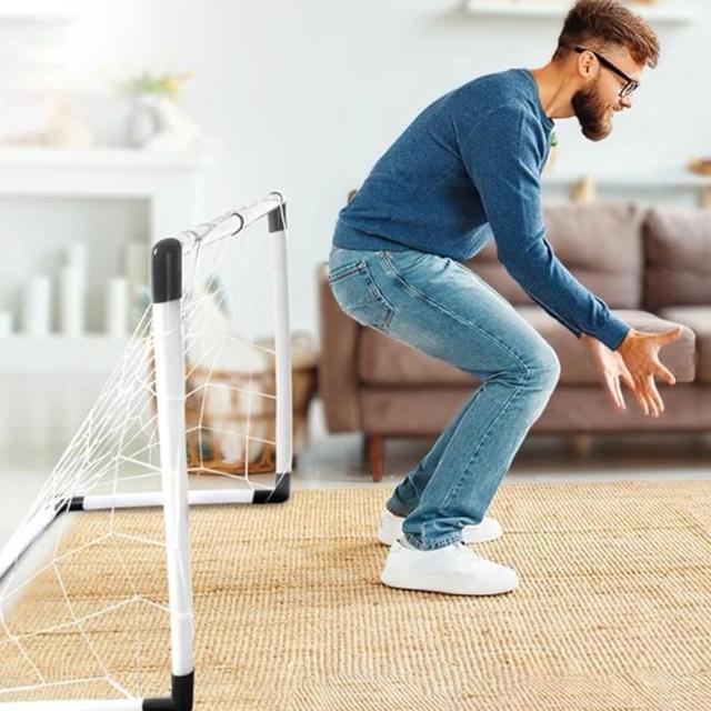 Objetivo dobrável para futebol com bomba e bola – Brinquedo portátil para treino esportivo interno e externo