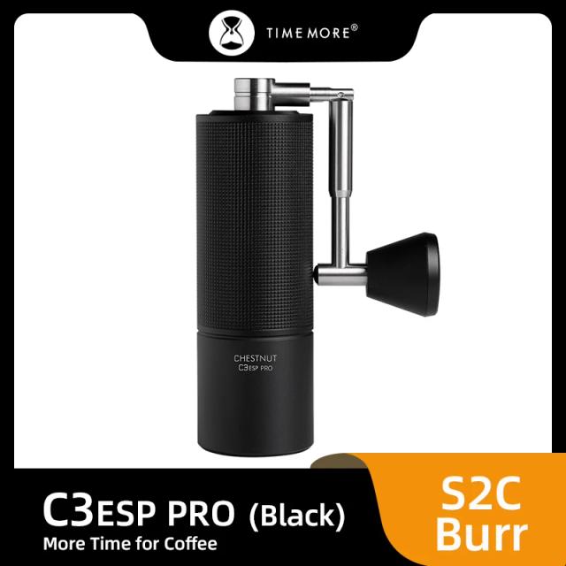 Moedor de Café Manual TIMEMORE-C3ESP PRO com Burr de Aço Ajustável e Escova de Limpeza - Capacidade para 25g, Ideal para Cafeterias e Amantes de Café