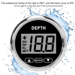Waterproof Marine profundidade calibre tocou, luminoso branco, 52mm, 2in, 100m, 110yd, barcos, barcos de pesca - Image 2