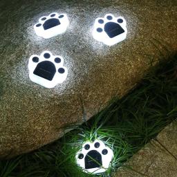 Diodo emissor de luz solar jardim ao ar livre à prova dwaterproof água decoração do jardim cão gato animal pata imprimir luzes caminho gramado lâmpada caminhos da corda luz - Image 4