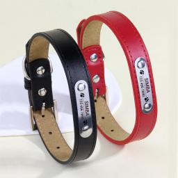 Coleira de couro personalizada para animais de estimação, coleiras ajustáveis para cães pequenos e médios e grandes, nome gatinho personalizado, acessórios anti-perdidos - Image 1
