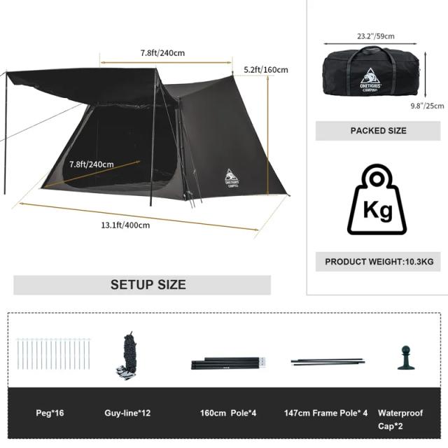 Tenda OneTigris HOMESTEAD Pro TC: Abrigo Ideal para Camping, Bushcraft, Sobrevivência e Caça