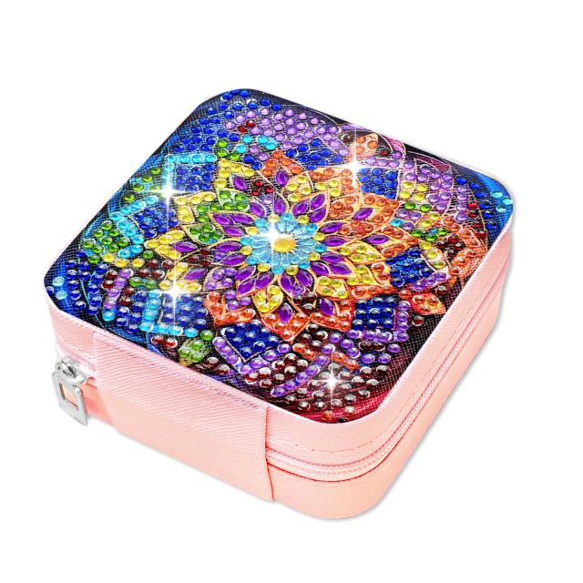 Caixa de Jóias Portátil Adulto com Armazenamento para Kits de Arte em Diamante Mandala - 1 Conjunto