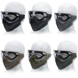 Máscara tática facial completa paintball airsoft cs tiro malha de aço respirável cabeça protetora capacete usando máscaras equipamentos caça - Image 4