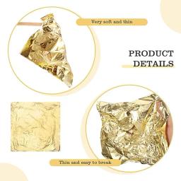 Papel Folha de Ouro Brilhante Puro e Prata para Artesanato, Folhas Práticas, Folha de Ouro Rosa, Dourado, DIY, Decoração de Festa, 8x8,5 cm, 100 peças - Image 4