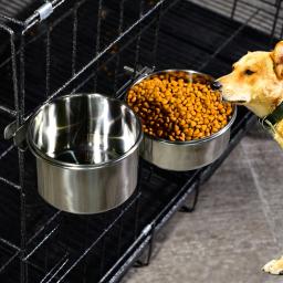 Tigela de comida para animais de estimação, aço inoxidável, 10-20cm, gaiola comum, pendurado, alimentador de bacia de cachorro, grande capacidade, tigela de alimentação de metal fixa - Image 5