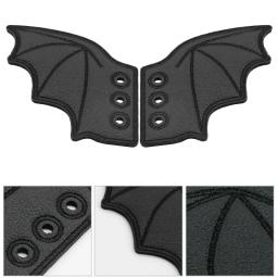 1 par de asas de sapato de morcego brilhante bordado diy decorações de charme para tênis roupas cadarços punk acessório de presente de halloween - Image 6