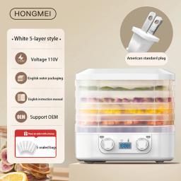 Máquina elétrica do secador do alimento, frutos secos, vegetais, desidratador de carne, carne seca, chá, petiscos, ar, 220V, 110V, 5 placas - Image 5