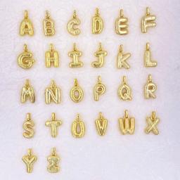 18K banhado a ouro alfabeto inicial pingente encantos, colar, Hip-Hop, jóias com nome personalizado, 26 letras, A-Z - Image 3