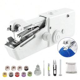 Mini máquina de costura portátil com luz, 2 velocidades, fio duplo, elétrico, doméstico, multifunções, cortador, foot tools - Image 1