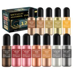 Conjunto de tinta de álcool metálico, concentrado Extreme Shimmer, tintas à base de álcool, resina epóxi, tinta derramando acrílica, Dropshi, 12 cores - Image 1