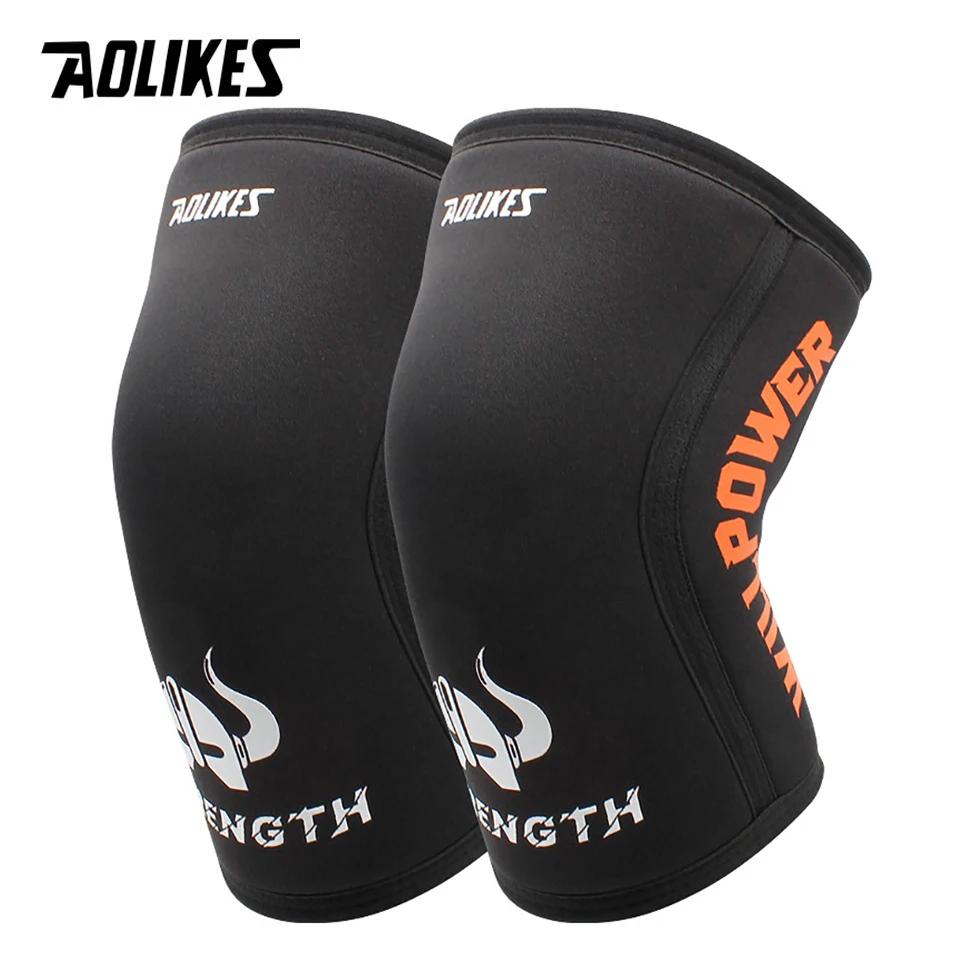 Aolikes 1 par 7mm neoprene esportes joelheiras compressão levantamento de peso pressão crossfit treinamento joelheiras apoio feminino - Image 1