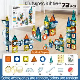 Tubo magnético folha Building Blocks Playset, Brinquedos Educativos para Crianças, Educação Infantil Variedade, 73Pcs - Image 2
