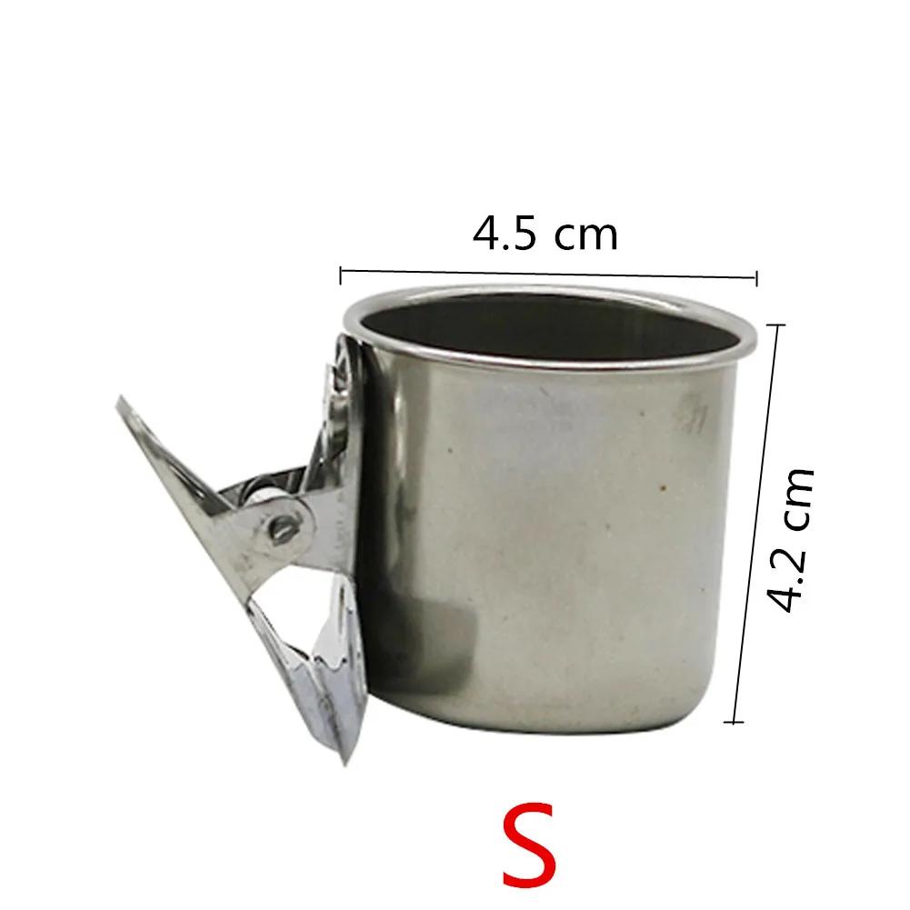 Alimentador de pássaros de aço inoxidável para animais de estimação, copo duplo/único com clipe, alimentador redondo de papagaio, comida, água potável, tigela de alimentação - Image 1