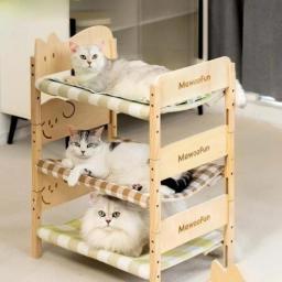 Rede De Madeira Maciça Para Animais De Estimação, Cama De Madeira Para Animais De Estimação, Cama De Gato, Gatinho, Cachorro Pequeno, Várias Camas, Pode Ser Empilhada Para Muitos Gatos, Resistente, Verão - Image 1