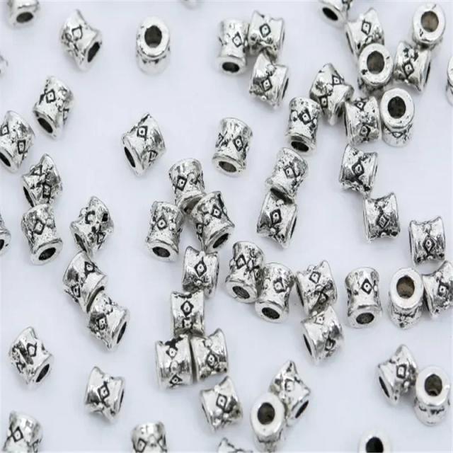 Contas de Tubo de Prata Tibetana para DIY: Charms Metálicos Antigos em Várias Quantidades para Criação de Joias