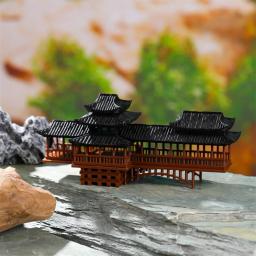 Ornamento de ponte coberta em miniatura, modelo de ponte coberta simulado, pequeno modelo arquitetônico antigo, ornamento de paisagem para bonsai - Image 5